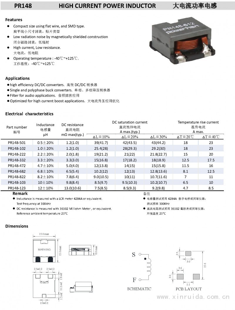 PR148 大電流功率電感