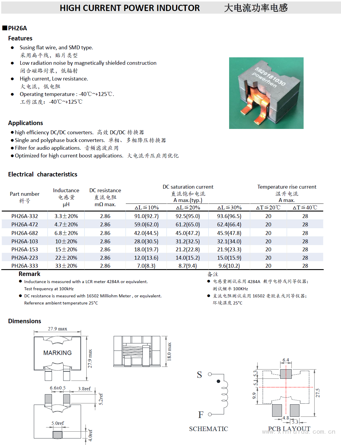 大電流電感PH26A系列1