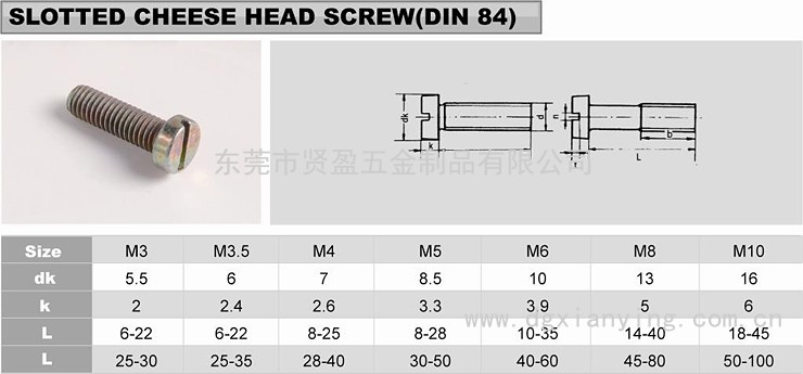圓頭一字槽螺絲